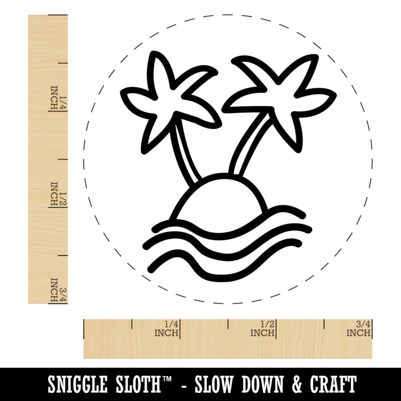 Palm Tree Island Doodle Self-Inking Rubber Stamp for Stamping Crafting Planners